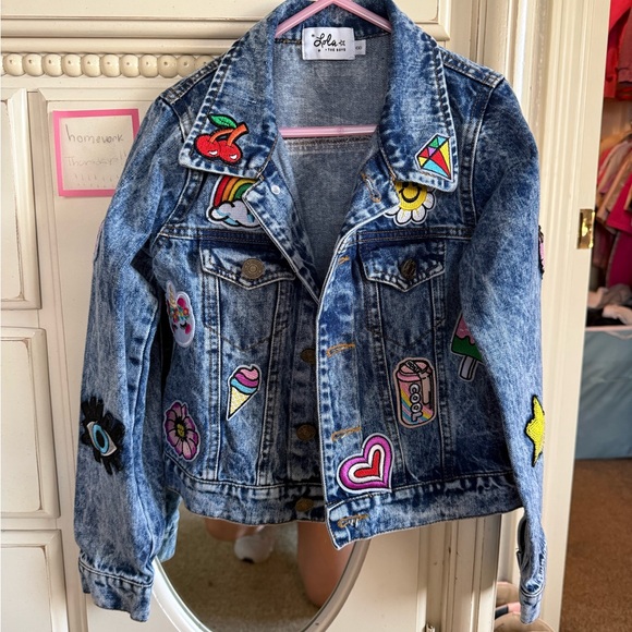 Lola + The Boys Blue Denim Jacket with Fun Patches